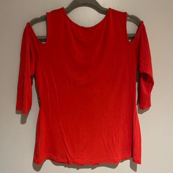 Boston Proper Red Cold Shoulder Embroidered Blouse Women’s Size Medium - Picture 4 of 6